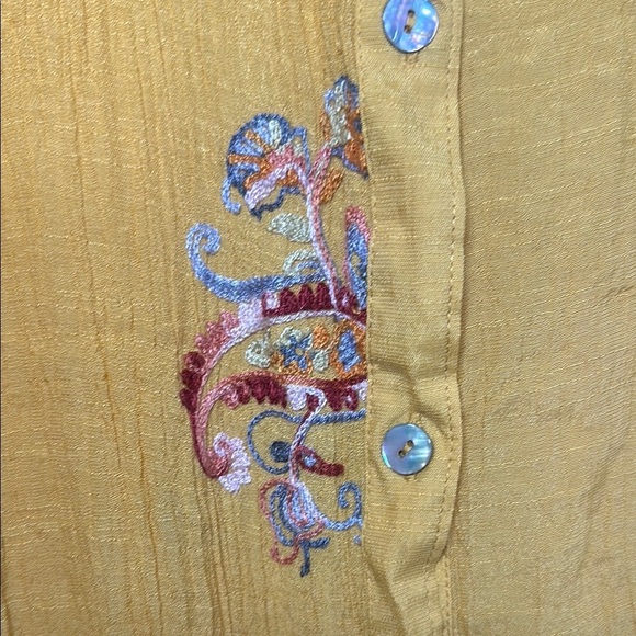 Anthropologie Yellow Embroidered Blouse - Picture 4 of 6